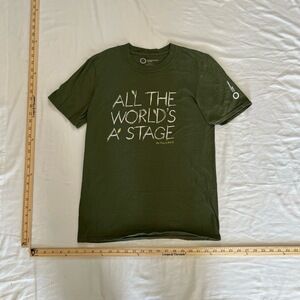 Shakespeares Globe TShirt Womens Small Olive Green Crew Neck Graphic Quote